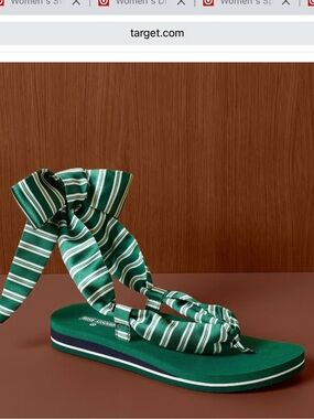 Rosie Assoulin x Target, Green Striped Tie-Wrap Platform Sandal - NWT - 8